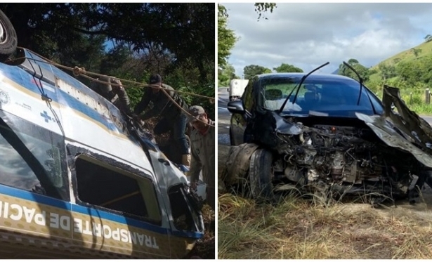 Acidente entre van e carro deixa duas pessoas gravemente feridas em Bom Jesus do Itabapoana